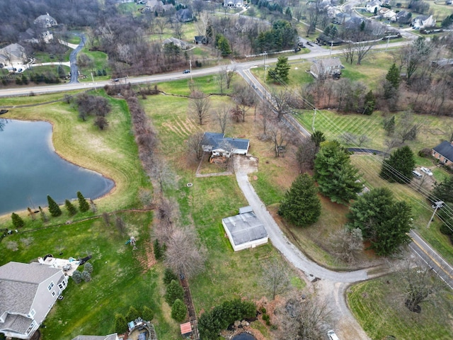 bird's eye view featuring a water view