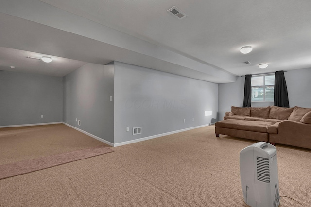 living room with carpet floors