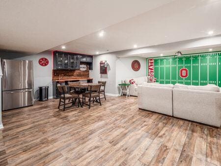 living room with hardwood / wood-style flooring