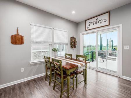 dining space featuring dark hardwood / wood-style floors