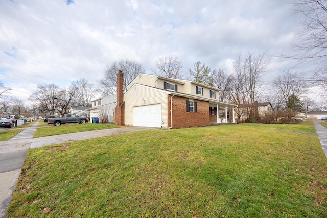 view of home's exterior with a yard and a garage