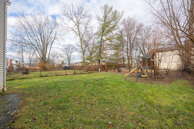 view of yard featuring a playground