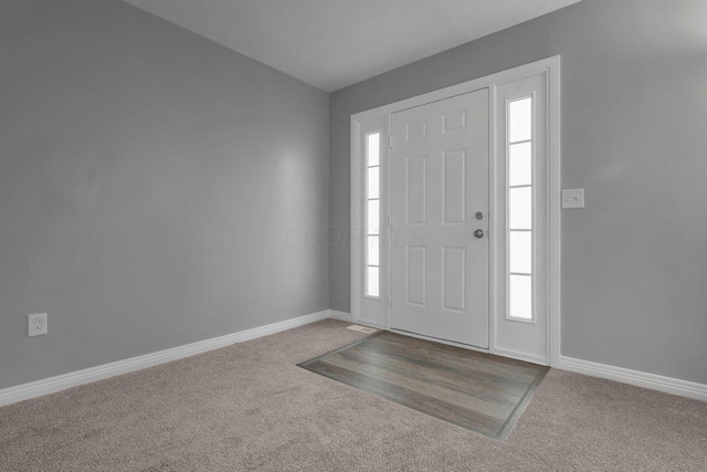 carpeted entryway with plenty of natural light