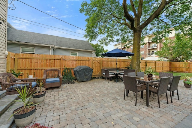 view of patio with area for grilling