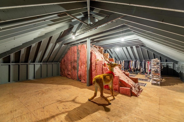 view of unfinished attic