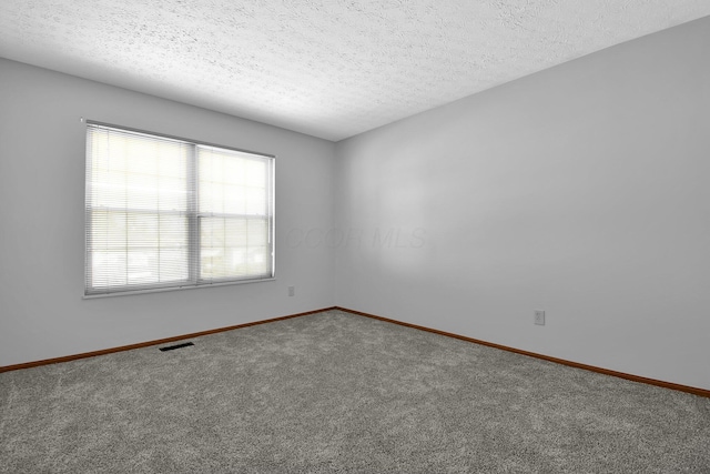 spare room with carpet and a textured ceiling