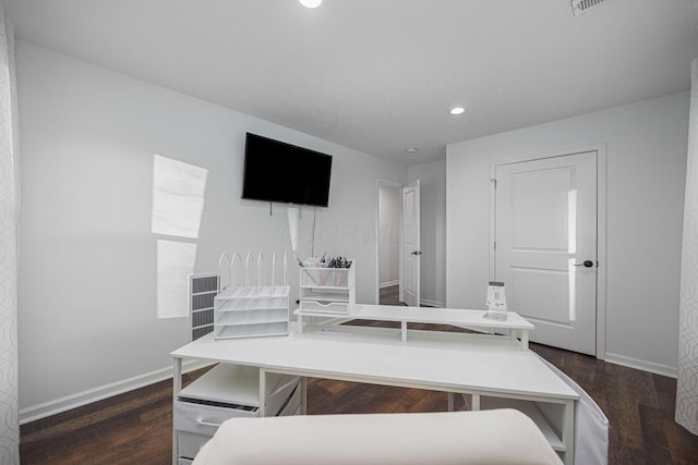 office area featuring dark wood-type flooring