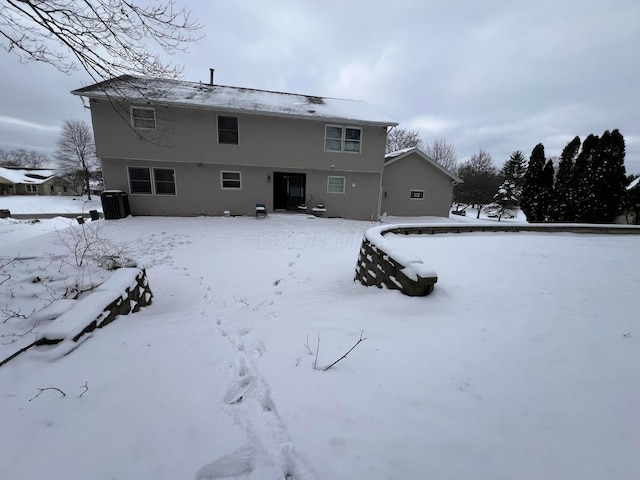 view of snow covered property