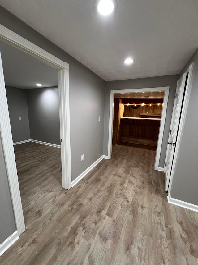 hall with light wood-type flooring