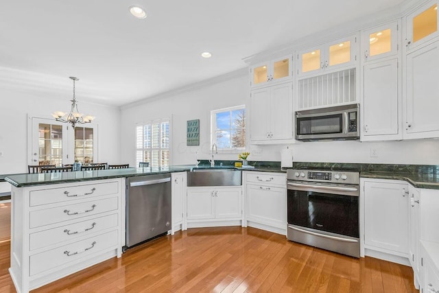 kitchen with white cabinetry, sink, and appliances with stainless steel finishes