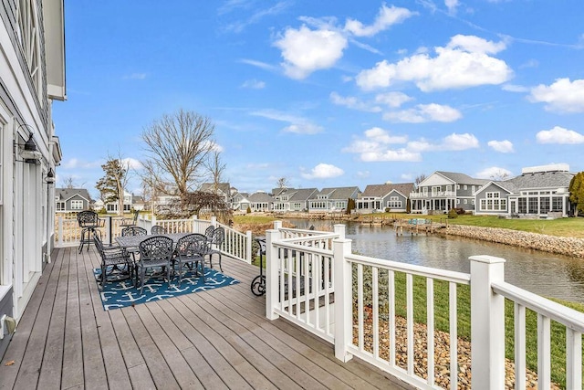 deck with a water view