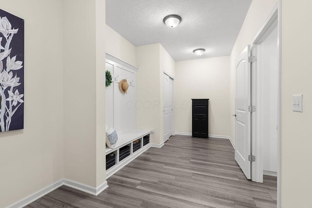531 White Fawn Run, Delaware, OH 43015 - mudroom featuring wood finished floors, baseboards, and a textured ceiling