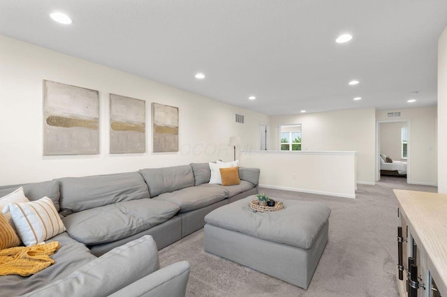 531 White Fawn Run, Delaware, OH 43015 - living area with recessed lighting, light carpet, and baseboards