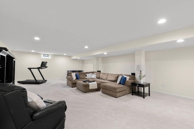 531 White Fawn Run, Delaware, OH 43015 - living room with carpet, recessed lighting, and baseboards