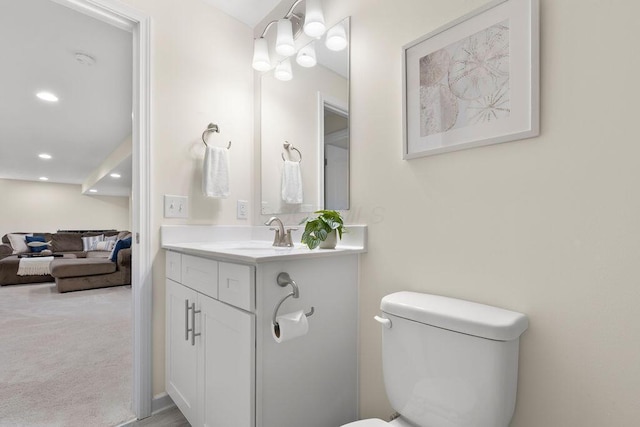 531 White Fawn Run, Delaware, OH 43015 - bathroom featuring toilet, vanity, and recessed lighting