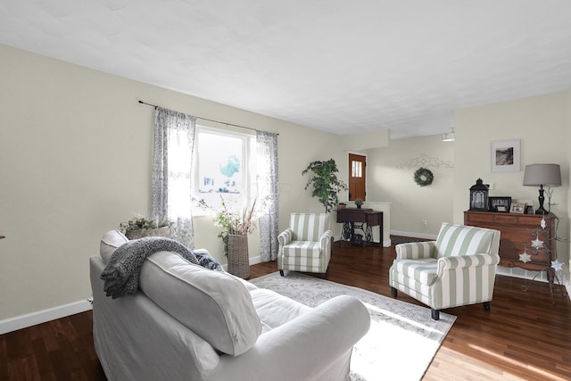 living room with hardwood / wood-style flooring