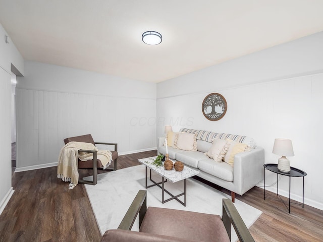 living room with hardwood / wood-style floors