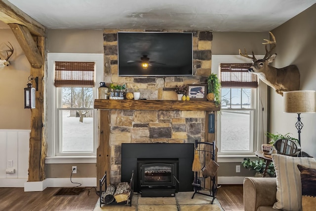 living room with hardwood / wood-style flooring and plenty of natural light