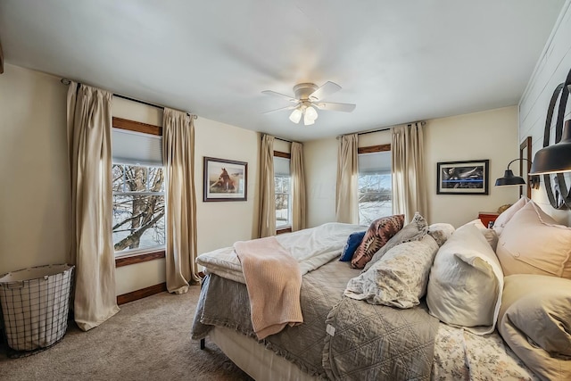 bedroom with carpet and ceiling fan