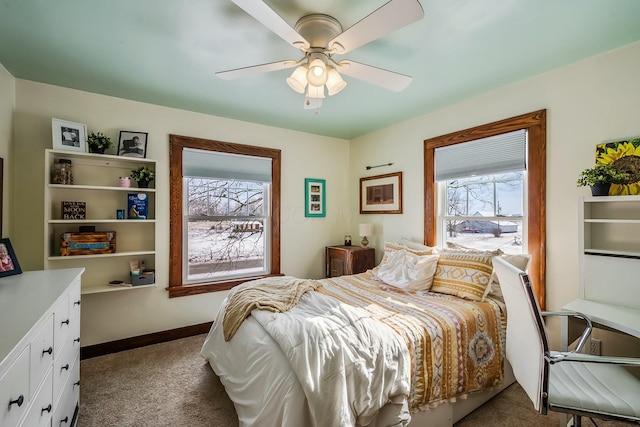 bedroom with carpet and ceiling fan