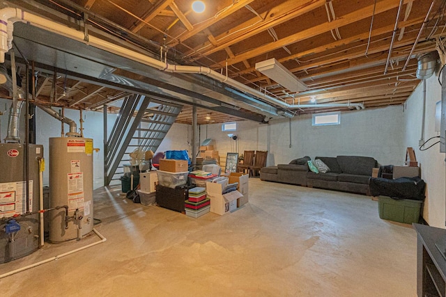 basement with water heater