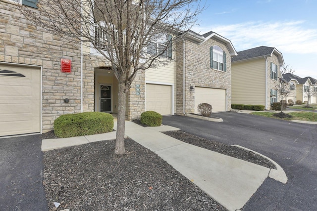 exterior space with a garage