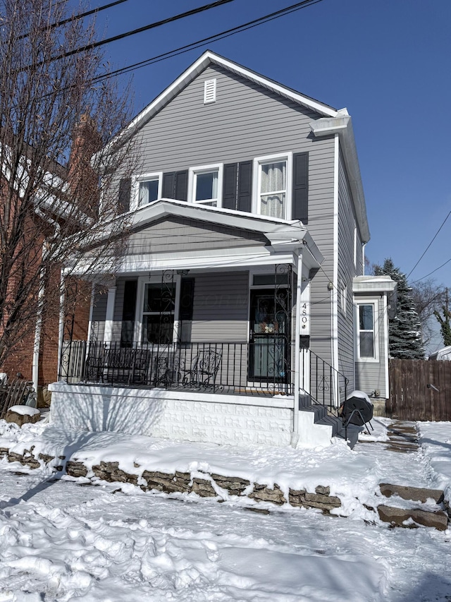 view of front property with covered porch