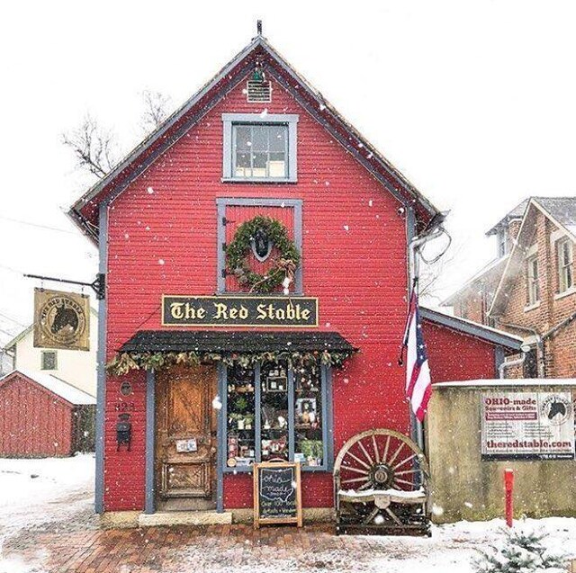 view of snow covered property