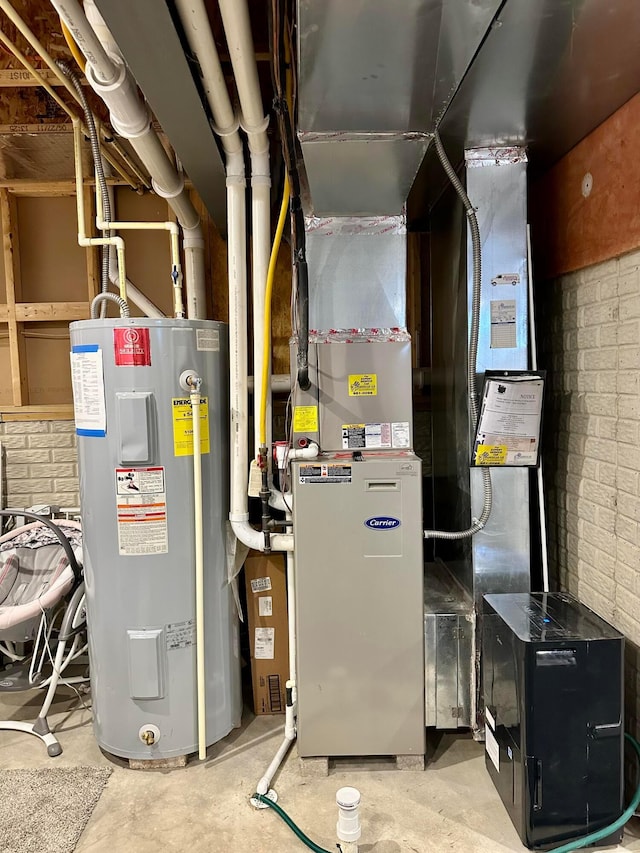 utilities with heating unit and water heater