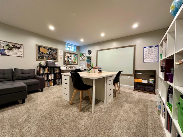 office featuring light colored carpet