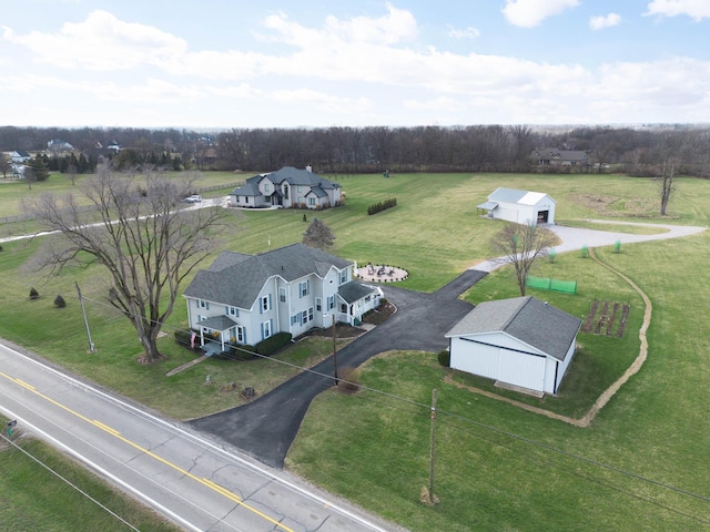 drone / aerial view with a rural view