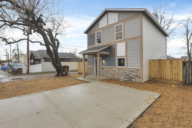 view of front of home with a patio