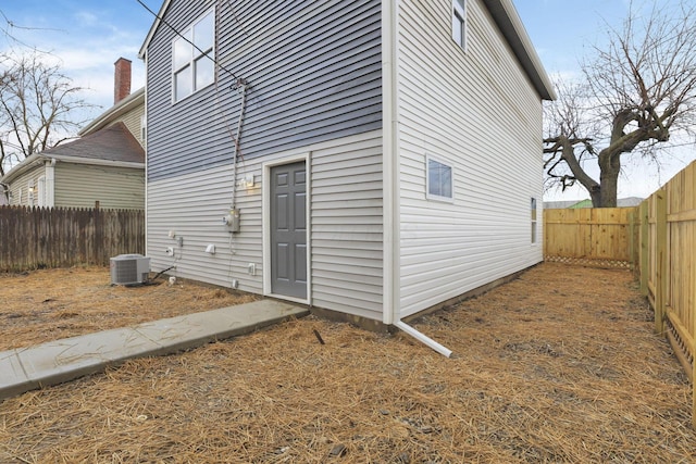 view of home's exterior featuring central air condition unit