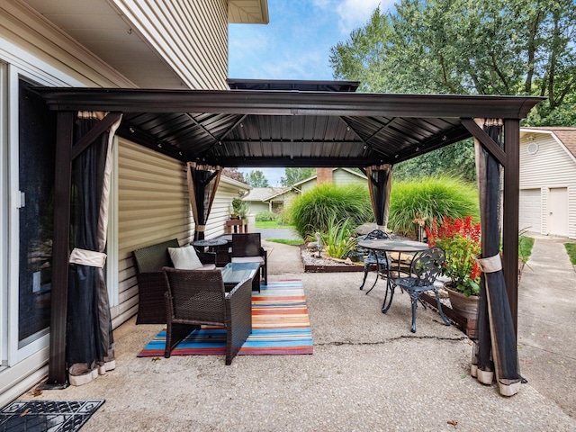 view of patio featuring a gazebo