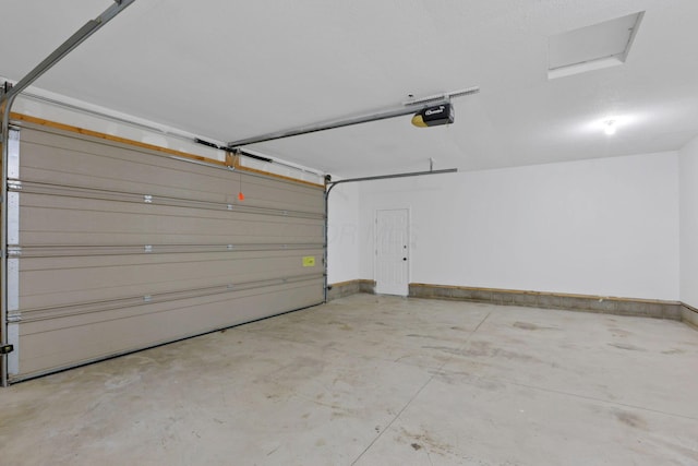 garage with a garage door opener