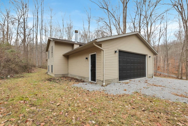 exterior space featuring a garage