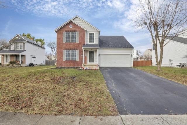 front of property with a garage and a front yard