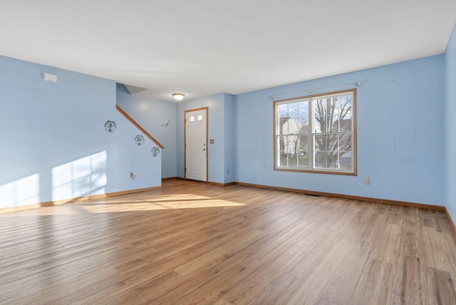 unfurnished living room featuring light hardwood / wood-style flooring