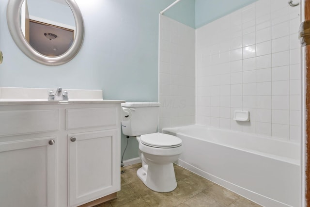 full bathroom featuring tile patterned flooring, vanity, toilet, and shower / bath combination