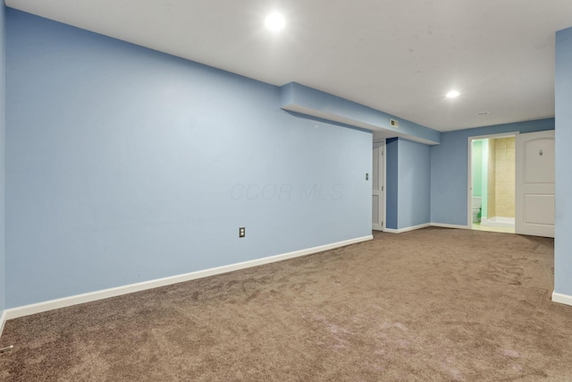 basement featuring carpet floors