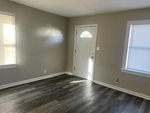 entrance foyer with dark hardwood / wood-style floors