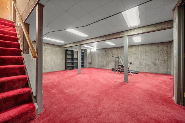 basement with carpet flooring