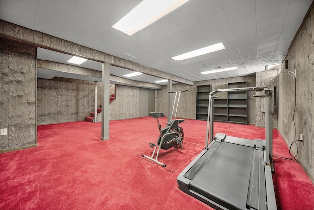 workout area with carpet floors