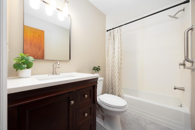 full bathroom featuring vanity, toilet, and shower / tub combo