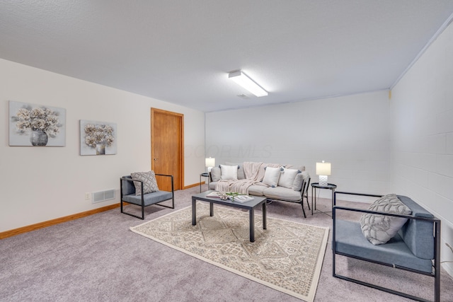 living room featuring carpet floors