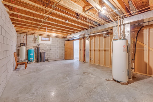 basement with water heater