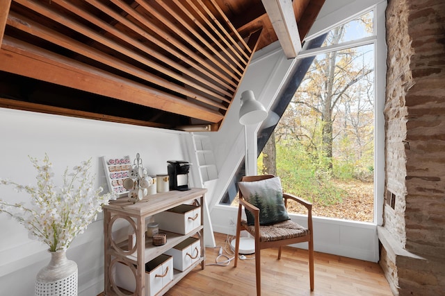 interior space with a wealth of natural light and light hardwood / wood-style floors