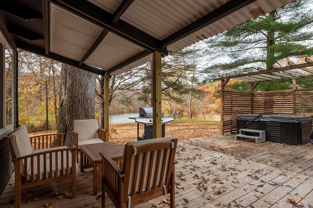 view of patio featuring a wooden deck