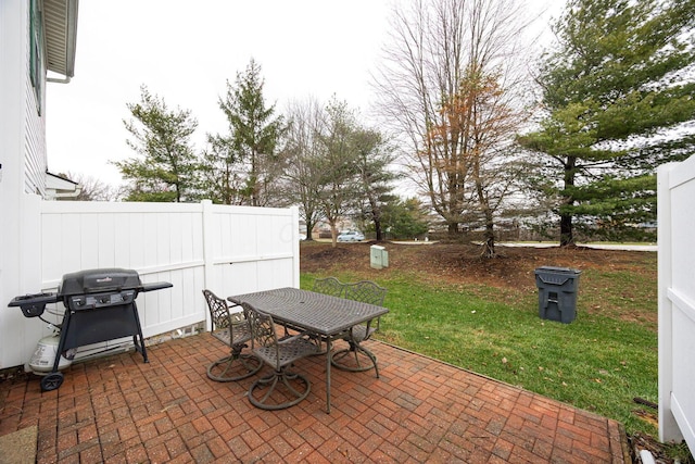 view of patio / terrace featuring a grill