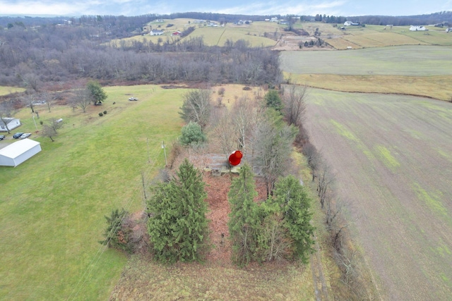 aerial view featuring a rural view